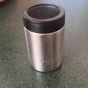 YETI Silver Can Insulator with Black Lid